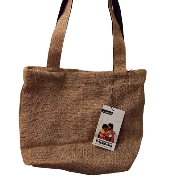 Freeset Owl Print Burlap Tote - Picture 3 of 5